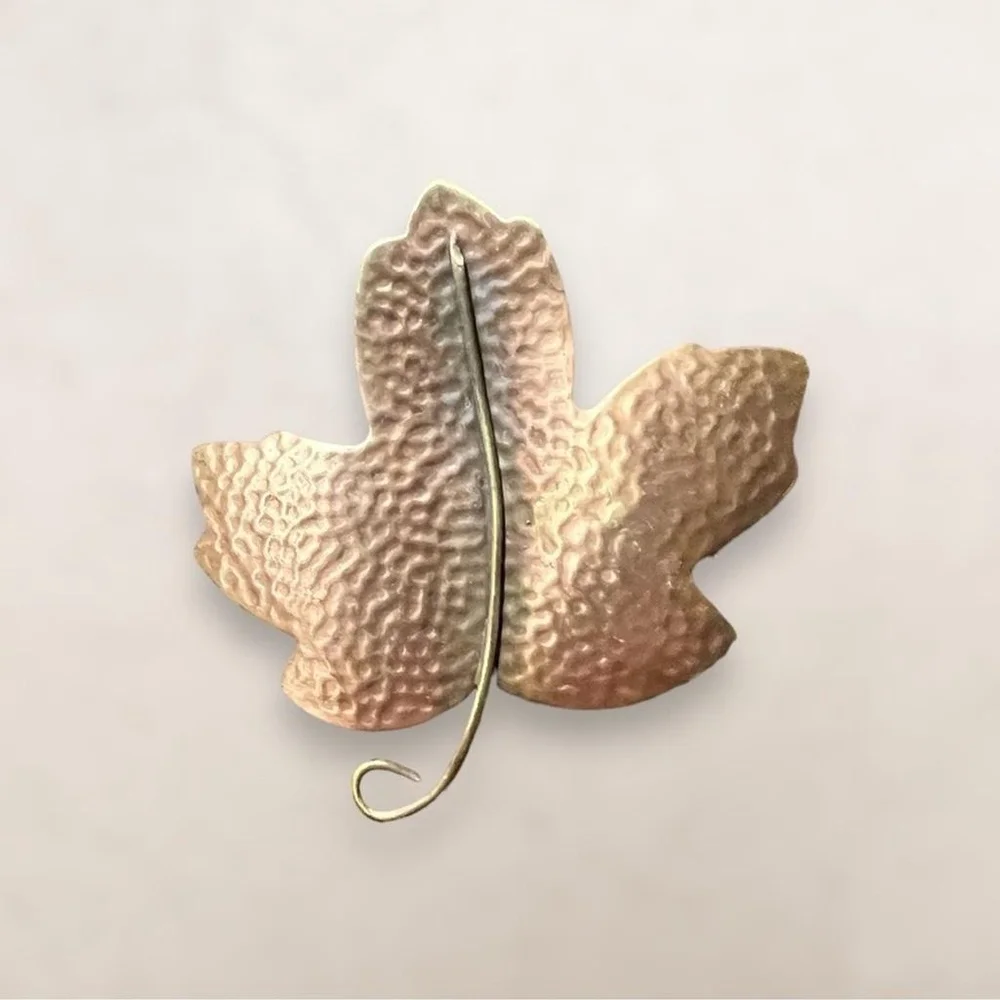 Vintage Hallmark Hammered Copper Leaf Brooch Pin Vintage Copper Vintage Jewelry